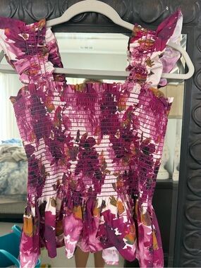 Women’s Floral Smocked Ruffle Tank Top - Few Moda | M